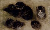 Henriette Ronner-knip Famous Paintings - Studies Of Kittens
